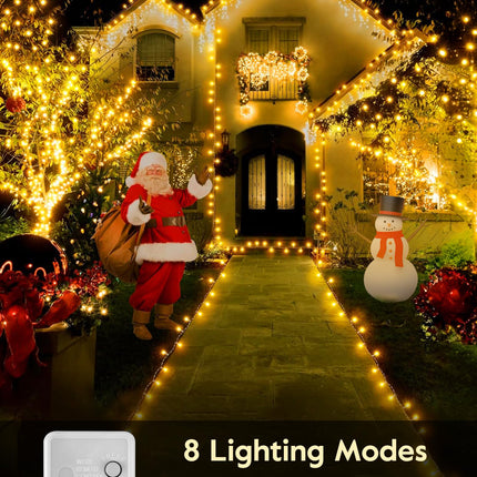 66FT 200 LED Christmas Tree Lights, Twinkle Fairy Lights String with 8 Flashing Modes String Lights for Indoor Bedroom Outdoor Christmas Trees Garland Wreath Holiday Decorations, Warm White