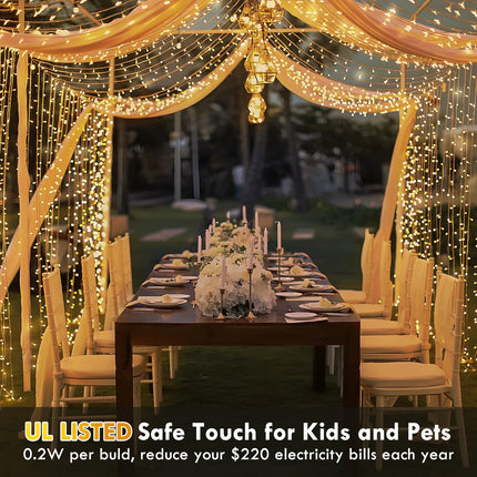 XURISEN 280 LED String Lights,108FT Plug in Christmas Lights Indoor/Outdoor Waterproof, 8 Modes & Memory Twinkle Fairy Lights Decor for Home Party Wedding (Warm White)