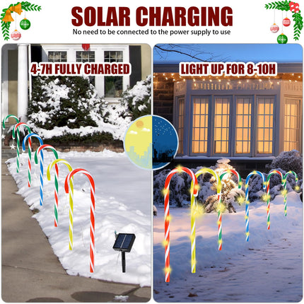 Quimoy 12Pcs Candy Cane Lights, 21'' Solar Christmas Decorations Outdoor, Candy Cane Pathway Lights with 8 LightingModes,Waterproof Christmas Yard Decorations for Lawn Driveway Walkway Sidewalk