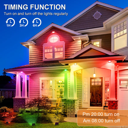 YAYZA RGBW LED Flood Light Outdoor, Color Changing Floodlight App/Remote/Voice Control, Yard Landscape Lighting 6500K Paito Uplight Work with Alexa for Halloween Christmas