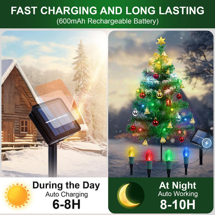 Ninonly 2 Pack Solar Christmas Trees Light,Waterproof Solar Garden Christmas Strawberry Outdoor Light with 68 LEDs 8 Modes 28Inch Solar Christmas Lights for Yard Landscape Pathway Grave Decoration