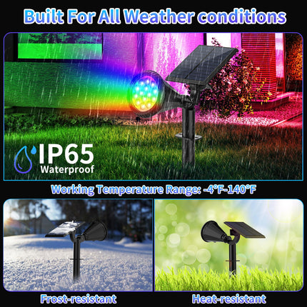 Solar Color Changing Lights Outdoor Waterproof, 7 Modes/8 Pack Christmas Multicolor RGB Solar Spot Lights, 180° Adjustable Solar Powered Landscape Spotlights for Outside Yard/Pathway/Garden