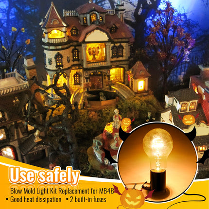 Meonum Blow Mold Light Kit Replacement for MB48, E26 E27 Medium Base Single Light Cord Kit w/Switch, for Blow Mold Plastics Indoor Outdoor Halloween Christmas Village House Decor(2 Pack,Red)