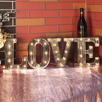 Brushed silver gray LED letters Lights Light Up letters Sign for Night Light Wedding/Birthday Party Battery Powered Christmas Lamp Home Bar Decoration -Y