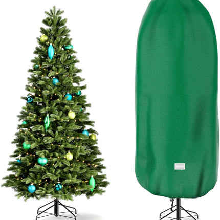 Upright Christmas Tree Storage Cover,Tear Resistant Adjustable 4FT Christmas Tree Storage Bag for Artificial Tree Standing with Ornaments,Fabrics Xmas Tree Cover, Dustproof (Green)