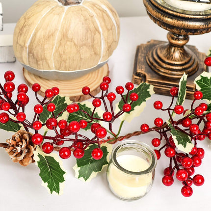 DearHouse 7FT Red Berry Christmas Garland with Pine Cone Garland Artificail Garland Indoor Outdoor Garden Gate Home Decoration for Winter Holiday Year Decor
