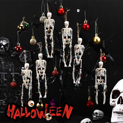 10 Pcs Christmas Skeleton Wrapped in Lights 6.7 Inch Christmas Tree Hanging Ornament Scary Skeletons Mini Skeletons Figurines for Haunted House Graveyard Halloween Party Decor