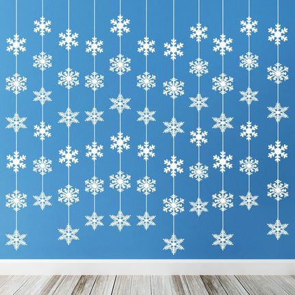 TUPARKA 12 Strings Snowflake Hanging Decorations Frozen Birthday Party Supplies Winter Wonderland Party Decorations White Christmas Snowflake Decorations Snowflake Garland Hanging Decorations
