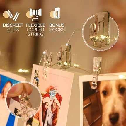 Mind-Glowing Photo Clips String Light - 50 LED Fairy Lights with Clips for Pictures - Teen Girl s Trendy Stuff - Christmas for 8 9 10 11 12 13 14 Year Old Girls - Tween Stocking Stuffer