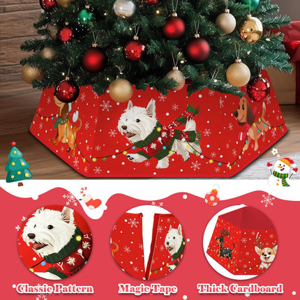 Christmas Tree Collar for Artificial Trees, Christmas Decoration for Dog Mom Dad, Fabric Hexagonal Base Tree Collar Skirt for Xmas Tree Decorations Holiday Party