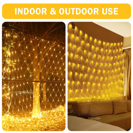 HeKation Christmas Net Lights Outdoor for Bushes, 200 Led Net Lights Outdoor Mesh Lights for Tree, Party, Wedding (9.8'x6.6', Plug in, Warm White)