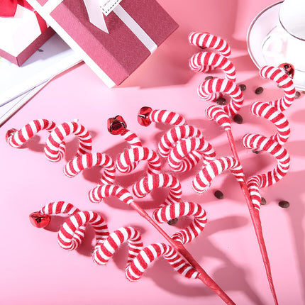 4PC Set Red/White Christmas Tree Decoration Woolen Bells Curly Pick, Christmas Ornaments Home Office Party