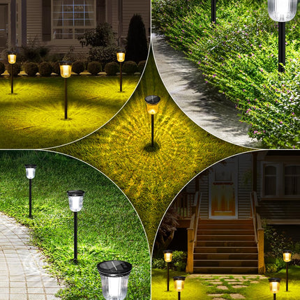 JSOT Garden Decoration Lights-6 Pack Solar Outdoor Landscape Path Lights IP65 Waterproof, Warm Christmas Solar Lights for Outside, Solar Walkway Light for Yard Garden, Lawn, Path, Driveway.