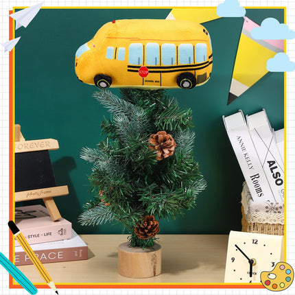 Shappy Back to School Tree Topper 10'' School Bus Plush Tree Decoration Teacher Appreciation Tree Ornaments for Back to School Party Decoration First Day of School Party Indoor Outdoor