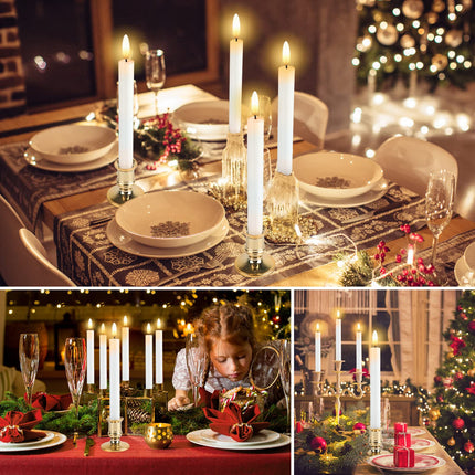 Christmas Window Candles, 6 Pack Lvory Flameless Taper Candles Flickering with Remote, Window Candles Battery Operated with Timer, 3D Wick, 6 Candle Holders & 6 Suction Cups - Christmas Decorations
