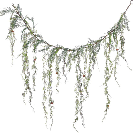 Vickerman 4' Long Weeping Cedar Artificial Christmas Garland, Unlit - Faux Cedar Christmas Garland - Indoor Seasonal Home Decor - Featuring Pine Cones