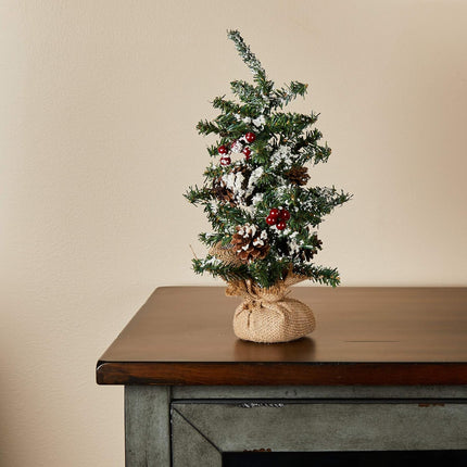Christmas Tree with Flocking and Berries 12"