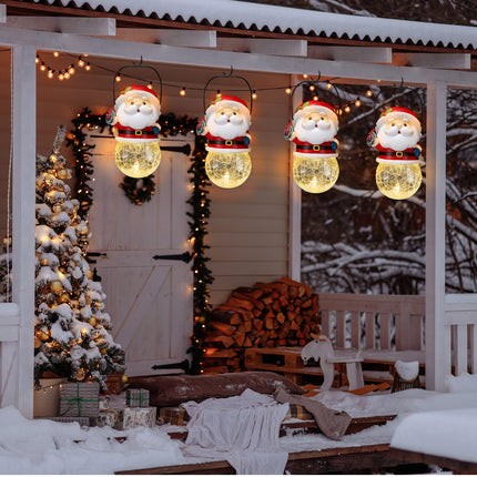 Christmas Solar Lanterns Christmas Outdoor Hanging Lantern Xmas Decorative Lamps Decor for Garden, Patio, Yard, Porch, Xmas Holiday Party Decor Christmas Women (Santa Claus)