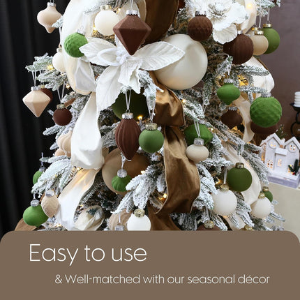 Sea Team 16-Pack Flocked Velvet Christmas Tree Ball Ornaments Set, Decorative Hanging Baubles, Shatterproof Plastic Decorations for Xmas Tree, Wreath, Garland, 80mm/3.15 Inches, Prairie Fall