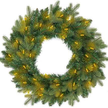 Christmas Wreath 20 Inches Small Green Prelit Front Door Window Wall Decorations Holiday Fireplace Mantel Indoor Outdoor Home Xmas Decor