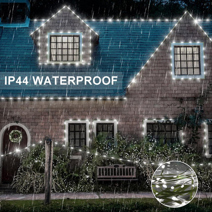 180 LED Christmas Lights Outdoor Waterproof Plug in Christmas Tree Lights with Remote Timer 8 Modes Green Wire Fairy Lights for Garden Patio Yard Xmas Decorations String Light (Cool White)