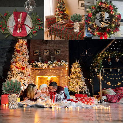 5 Pcs Artificial Christmas Berries Pine Picks Berry Pine Branches with Bow for Wreath DIY Faux Pinecone Craft Floral Arrangement Holiday Season Table Centerpieces and Xmas Tree Decor No Vase