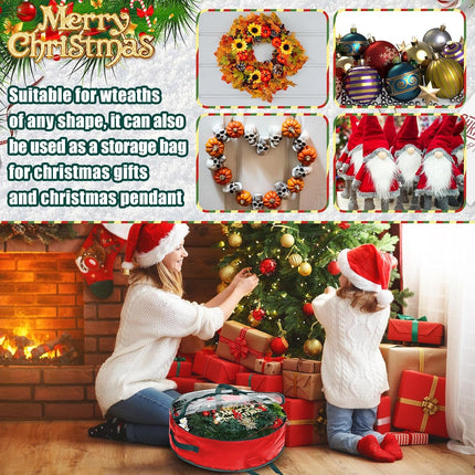 Shappy Christmas Wreath Storage Bag Plastic Storage Containers for Wreaths Container Christmas Decorative Xmas Plastic Bag Holder Handles Dual Zipper Holiday Wreath Wrapping (30 x 7 Inch,6 Pcs)
