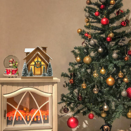 Christmas Decorations for Home Led Lighted Wooden Snow Winter Scene Christmas Village Ski Lodge Farmhouse Christmas Tree Wreath House Rustic Tabletop Holiday Decor Xmas Signs