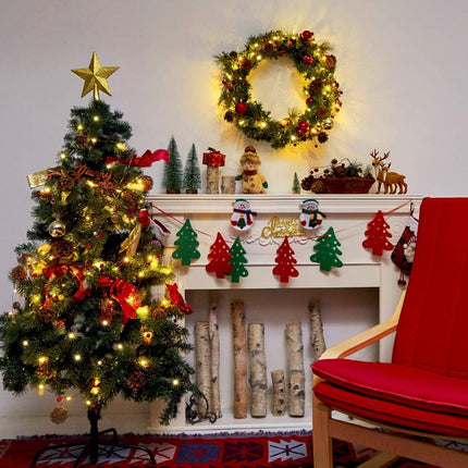 Christmas Garland with Lights 10FT 30LED Red Berry Pine Cone Garland Lights Battery Operated, LED Garland String Lights, Xmas Christmas Decorations for Fireplace Mantel Decor