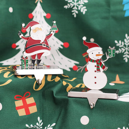 Christmas Tree Stocking Holders for Fireplace Mantle Reindeer Mantle Stocking Hangers Snowman Sturdy Stocking Hook Santa Claus Christmas Ornaments Holder Fireplace Home Decoration (4,C-Multi Holder)