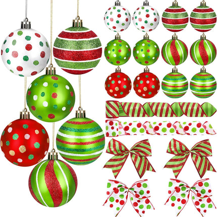 Christmas Tree Decorations, 12 Pcs 2.4 Inch Plastic Christmas Tree Balls Ornaments Set