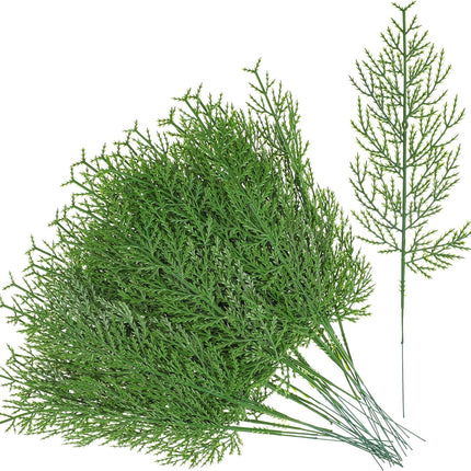 peony man 60 Pcs Artificial Pine Branches Christmas Greenery Stems 13.5 Inch Faux Cedar Pine Sprigs Christmas Tree Picks for Vase Garland Wreath Craft Home Garden Decoration
