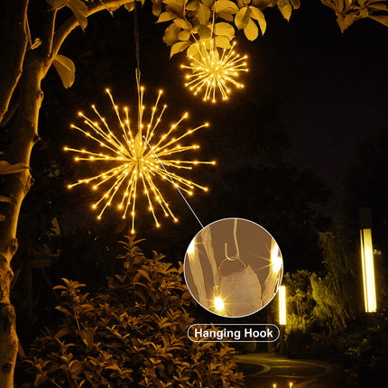 LIGHTSHARE 18" Starburst Light Lighted Ball 120 LED Firework Lights Warm White Twinkle Hanging Ball Dual-use for Patio Walkway Pathway Decoration Indoor/Outdoor