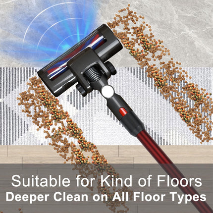 Cordless Stick Vacuum Cleaner, 6In1 Lightweight Stick Vacuum W250W Powerful Brushless Motor & Led Display, Portable Wireless Rechargable Vacuum For Home, Hard Floor Black & Burgundy