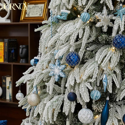 190PCS Christmas Tree Ornaments Set, Shatterproof Plastic Decorative Hanging Balls Ornaments for Holidays Tree, Silver and Blue(Multi-Sizes)