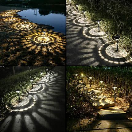 Bright Solar Pathway Lights 8 Pack,Warm White+Cool White LED Outdoor IP67 Waterproof Path Lights,Solar Powered Garden Lights for Walkway Yard Backyard Lawn Landscape Lighting Decor