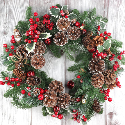 36 PCS Artificial Christmas Pine Picks Christmas Berries Artificial Stem with Pinecones Apples Bells Christmas Flower Picks for Christmas Tree Wreath Arrangement Winter Holiday Decor