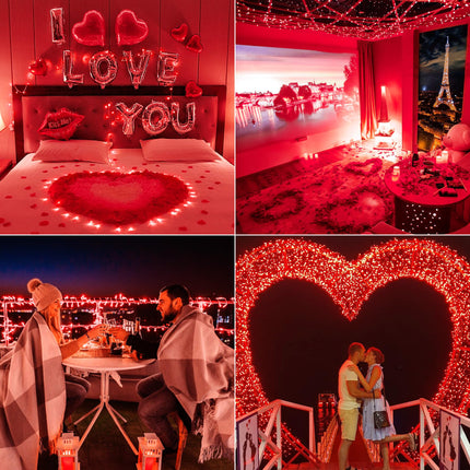 33FT 100 LEDs String Lights Waterproof Fairy Lights 8 Modes with Memory 30V UL Power Supply for Home, Garden, Wedding, Party, Christmas Decoration Indoor Outdoor (Red)