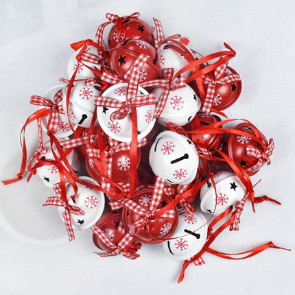 24 Pcs Christmas Jingle Bells Metal Decorative Bells with Ribbons 1.6" Xmas Tree Ornaments for Wreath Crafts Holiday Home Decorations, Bulk