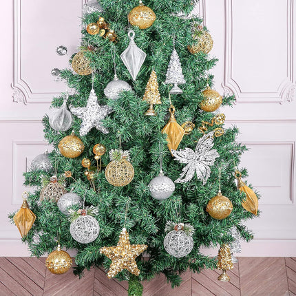 Christmas Ball Ornaments, 4pc Set Gold Pinecone Rattan Thread String Christmas Tree Ornament Xmas Trees Wedding Party Decorations