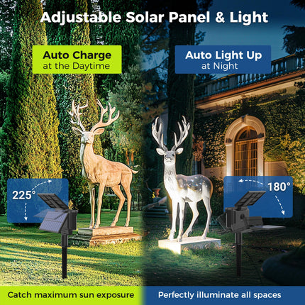 Solar Spot Lights Outdoor Waterproof for Flag, Tree, House, Garden, Yard, Landscape Spotlights for Accent Uplighting Halloween Christmas Decorations-2 Pack