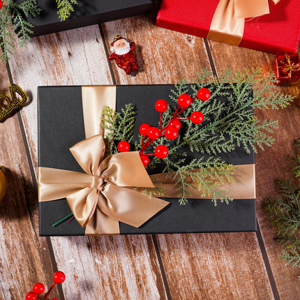 50PCS Artificial Pine Leaves Branches with 8PCS Artificial Red Berry Stems Christmas Artificial Pine Branches Green Plants Pine Needles for DIY Christmas Garland Wreath Decoration