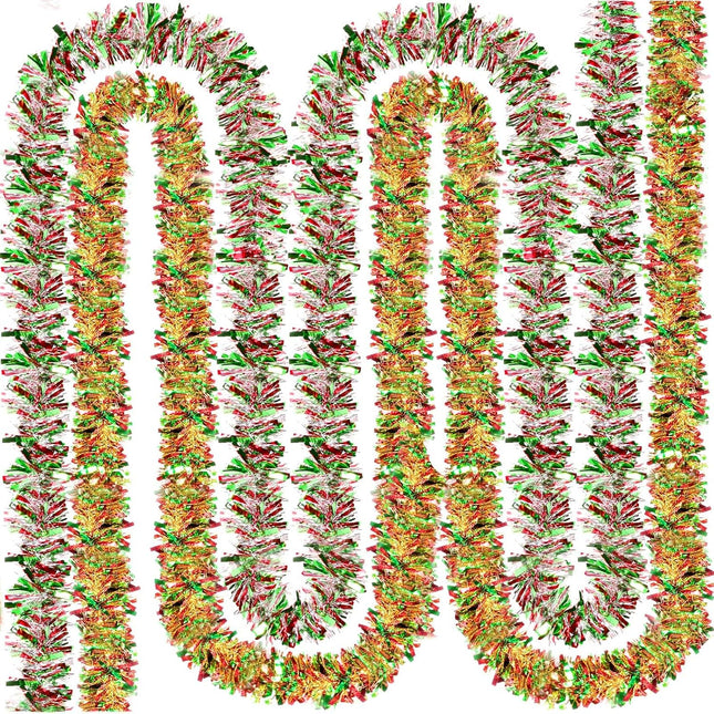 Ceenna 131Ft Christmas Tinsel Garland Metallic Twist Garland Christmas Tree Tinsel Foil Ceiling Hanging Ornaments Long Glitter Christmas Hanging Decorations for Indoor Outdoor Party(Multicolor)