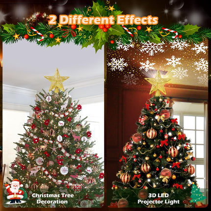 Samyoung Christmas Tree Topper Lighted with 6 Projection Modes Star Tree Topper Built-in LED Rotating 3D Lighted Glitter Star Decorations Projector Tree Topper for Christmas Tree