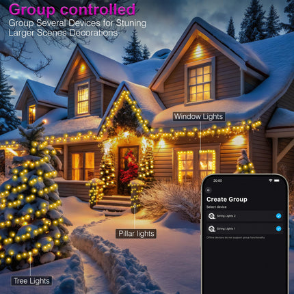 40+ Modes Smart App Color Changing Christmas Lights - Connectable 66 Ft Super Xtras 16 Million Multicolor 200 Dimmable LED Christmas Tree Lights with Remote Outdoor Waterproof for Halloween Xmas