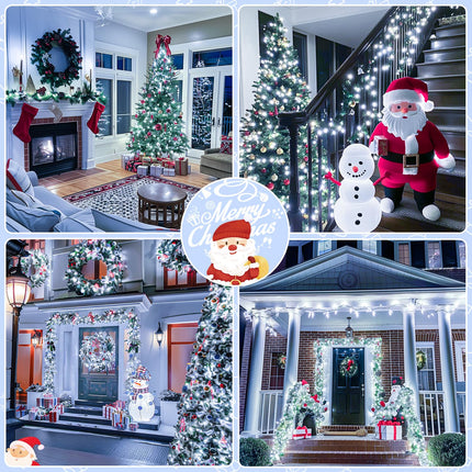 Connectable White Christmas Lights Outdoor, 66ft 200 LED Led Christmas Lights Indoor Plug in, 8 Modes Twinkle String Lights for Tree Outside