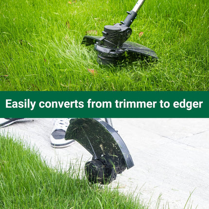 21V Weed Wacker Battery Powered, T TOVIA Cordless String Trimmer & Edger, 10 Inch Electric Weed Eater with 90 Degree Adjustable Head and Loop Handle, Telescoping Shaft, 2.0Ah Battery and Charger