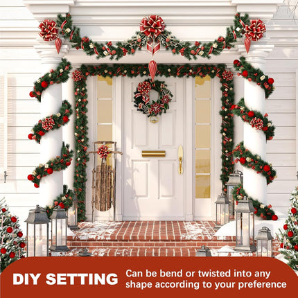 54 Feet Christmas Garland - 3 Stands Artificial Evergreen Garland Soft Greenery Garland Set for DIY Christmas Decoration, Non-Lit Indoor Outdoor Garlands for Stair Railing/Mantle/Holiday/Party Decor