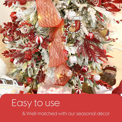 Sea Team 6-Pack Artificial Glitter Holly Berry Twigs, Bacca Stem Ornaments, Decorative Bead Sticks, Picks, Branches for Christmas Tree, Wreath, Vase Fillers for Centerpieces, Home Décor, Red