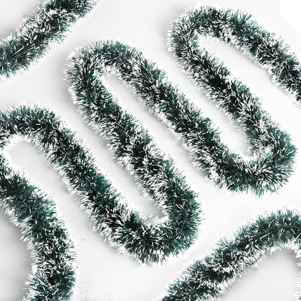 50 Ft Christmas Tinsel Garland Xmas Tree Decorations Christmas Metallic Twist Hanging Garland Decor Shiny Christmas Tree Garland Christmas Decoration for Party Holiday Indoor Supplies(Green and White)